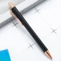 Zwarte en roségouden metalen intrekbare balpen voor kantoor, school en zakelijk geschenk. - Zwart