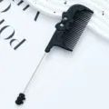 Black plastic tail comb featuring a cute bow design for professional hair styling. - Bowknot Style / Black