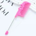 Pink plastic tail comb with cute bow and metal pin, perfect for hair styling and parting. - Bowknot Style / Rose Red