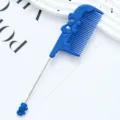 Blue plastic fine-tooth rat tail comb with cute bow design for hair styling and parting. - Bowknot Style / Dark Blue