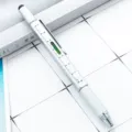 6-in-1 multi-functional tool pen with spirit level, ruler, stylus and ballpoint ink. - Silver