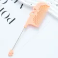 Plastic hair comb with cute bow design and metal pintail for styling and sectioning hair - Bowknot Style / Nude