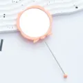 Cute DIY rose flower makeup mirror, portable pink hand mirror with metal stick variant. - Nude