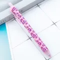 Pink leopard print retractable ballpoint pen, cute student writing stationery supply. - Large Leopard Pink