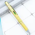 Multifunctional 6-in-1 tool pen with level ruler stylus and screwdriver for daily use. - Gold