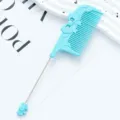 Blue plastic hair styling comb featuring a cute bow design and metal tail pin for salon use. - Bowknot Style / Candy Blue