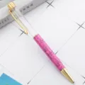 DIY kristallen lege pen roze marmeren balpen met gouden metalen afwerking en transparante - Wild rozerood