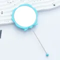 Blue flower shaped handheld makeup mirror with metal stick design, portable and cute tool. - Candy Blue