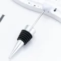 Tappo per vino a cuore DIY con guarnizione in silicone e testa bianca per bottiglie. - Bianco (anello in pelle nera)