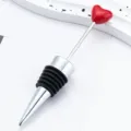 Tappo per vino cuore DIY decorativo creativo in silicone per matrimonio champagne bar - Rosso (anello in pelle nera)