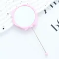 Pink rose shaped handheld makeup mirror with long stem handle, portable cute cosmetic mirror. - Candy Pink