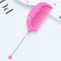 Pink plastic tail comb with cute flower design, perfect for sectioning and hairstyling daily use. - Flower Style / Rose Red