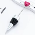Tappo per vino cuore in silicone tappo bottiglia conico decorativo per festa rosa - Rosa scuro (anello in pelle nera)