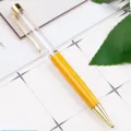 DIY kristal lege buis balpen gele marmer textuur gouden metaal rand variant - Modieus geel & zwart
