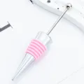 Tappo per vino DIY in lega e silicone rosa, accessorio da bar per design personalizzato. - Rosa Caramella