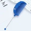 Blue plastic flower tail comb with metal pin, creative DIY hair styling hairdressing tool. - Flower Style / Dark Blue