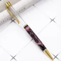 DIY kristalen lege houder balpen met prachtig marmerpatroon en gouden metalen afwerking - Dromerig zwart & roze