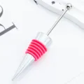 Tappo per vino fai da te con asta in metallo e sigillo in silicone rosa per bottiglie. - rosa Barbie