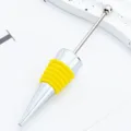 Tappo per Bottiglia di Vino con Perline DIY Silicone Giallo Lega Metallo Bar Strumento - Giallo Caramella