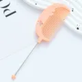Peach pink plastic styling comb with metal tail pin and floral decor for hair styling and daily use. - Flower Style / Nude