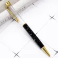 DIY sterrenhemel marmer patroon balpen met gouden metalen details en heldere schacht. - Zwart-wit Sterrenhemel