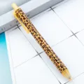 Luipaardprint intrekbare plastic balpen voor scholieren examen schrijven briefpapier kantoor - Kleine luipaardprint oranjegeel