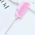 Pink plastic tail comb with fine teeth and cute floral design for hair styling and parting. - Flower Style / Candy Pink
