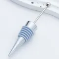 Tappo per bottiglia di vino in metallo DIY con anelli in silicone blu per decorazione - Blu Morandi
