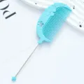Blue plastic teasing comb with metal tail and cute floral decor for hair styling. - Flower Style / Candy Blue