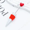 Tappo per vino a forma di cuore con anello di tenuta in silicone rosso, tappo conico per bottiglia. - Rosso (cinturino in pelle rossa)