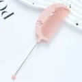Pink plastic tail comb with cute floral design, fine teeth for hair styling and parting. - Flower Style / Morandi Pink