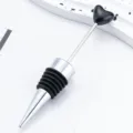 Tappo per vino creativo cuore nero con cono in silicone a coste per sigillare bottiglie. - Nero (anello in pelle nera)