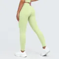 Mallas de yoga de talle alto para mujer con ribetes en contraste para fitness y correr. - Verde Limón