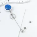 Round glitter retractable badge reel for doctor nurse ID card holder with clear strap - Dark Blue