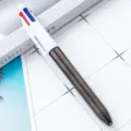 4-color ballpoint pen with UV electroplated barrel and push buttons for smooth writing. - Electroplated Black