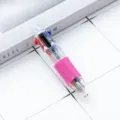 Transparent multi-color ballpoint pen featuring pink grip and clear barrel variant item - Rose Red