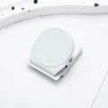 White magnetic binder clip for fridge notes, memo holder and office paper organizer tool. - Round Magnetic Clip / White