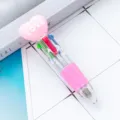 Mini penna a sfera a 4 colori creativa cuore carino plastica studente diario penna bella - Rosa Candy