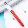 Multi-color retractable ballpoint pen with metallic red barrel for student writing. - Electroplated Red