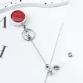 Red glitter badge reel retractable ID card holder with metal clip and strap for office - Red