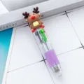Carina penna a sfera multicolore 4 in 1 con renna di Natale cancelleria trasparente - Renna Stile A