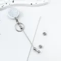 Glitter retractable badge reel ID card holder nurse doctor work card buckle shiny silver - White