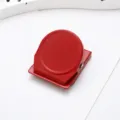 Red magnetic fridge clip, metal memo note holder for refrigerator and office whiteboard use. - Round Magnetic Clip / Red