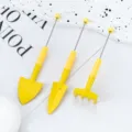 Mini gardening tools set 3pcs yellow shovel rake succulent pot DIY beading craft tools - Candy Yellow