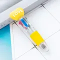 Mini penna a sfera multicolore 4 in 1 creativa con cuore giallo carino e corpo trasparente. - Giallo Candy