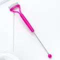 Pink stainless steel eyelash comb makeup tool for eyelash extension and DIY crafting use. - Rose Red