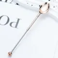 Rose gold long handle coffee spoon stainless steel dessert stirrer for home kitchen - Rose Gold
