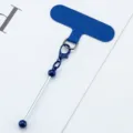 Blue DIY phone tether tab with lobster clasp and metal bead charm for smartphone case - Dark Blue