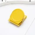 Yellow magnetic clip for fridge, strong metal binder clamp for notes and memos, cute stationery. - Round Magnetic Clip / Candy Yellow