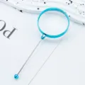 Handheld DIY beading magnifying glass with blue metal frame and long stem for precise crafting. - Blue